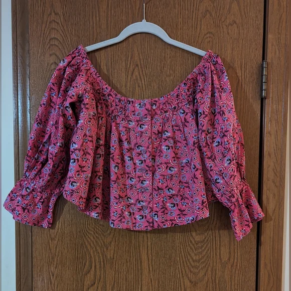 NWOT Free People James Smocked Pink Floral Top, Size Small - Picture 4 of 12